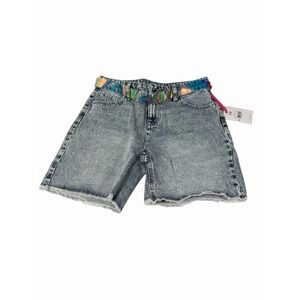 justice girls blue denim relaxed shorts with belt size 14